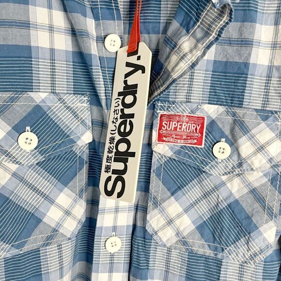Superdry NWT Western Cowboy Country Farmer Cotton Check Collared Button Shirt - Picture 13 of 16